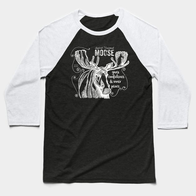 spirit animal - moose - white Baseball T-Shirt by mnutz